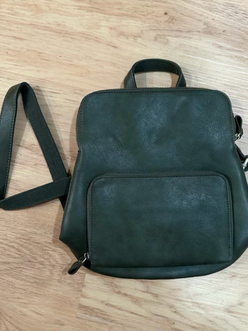 Joy Susan Dark Green Leather Mini Backpack